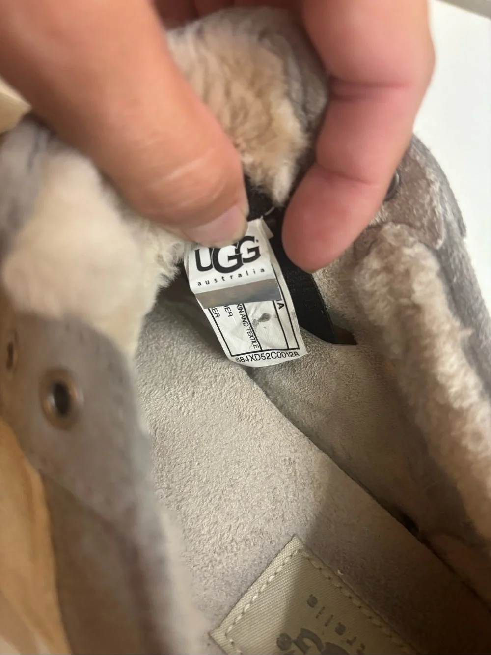 UGG Australia Grey Suede & Canvas Fleece-Lined Sneakers - Size 8